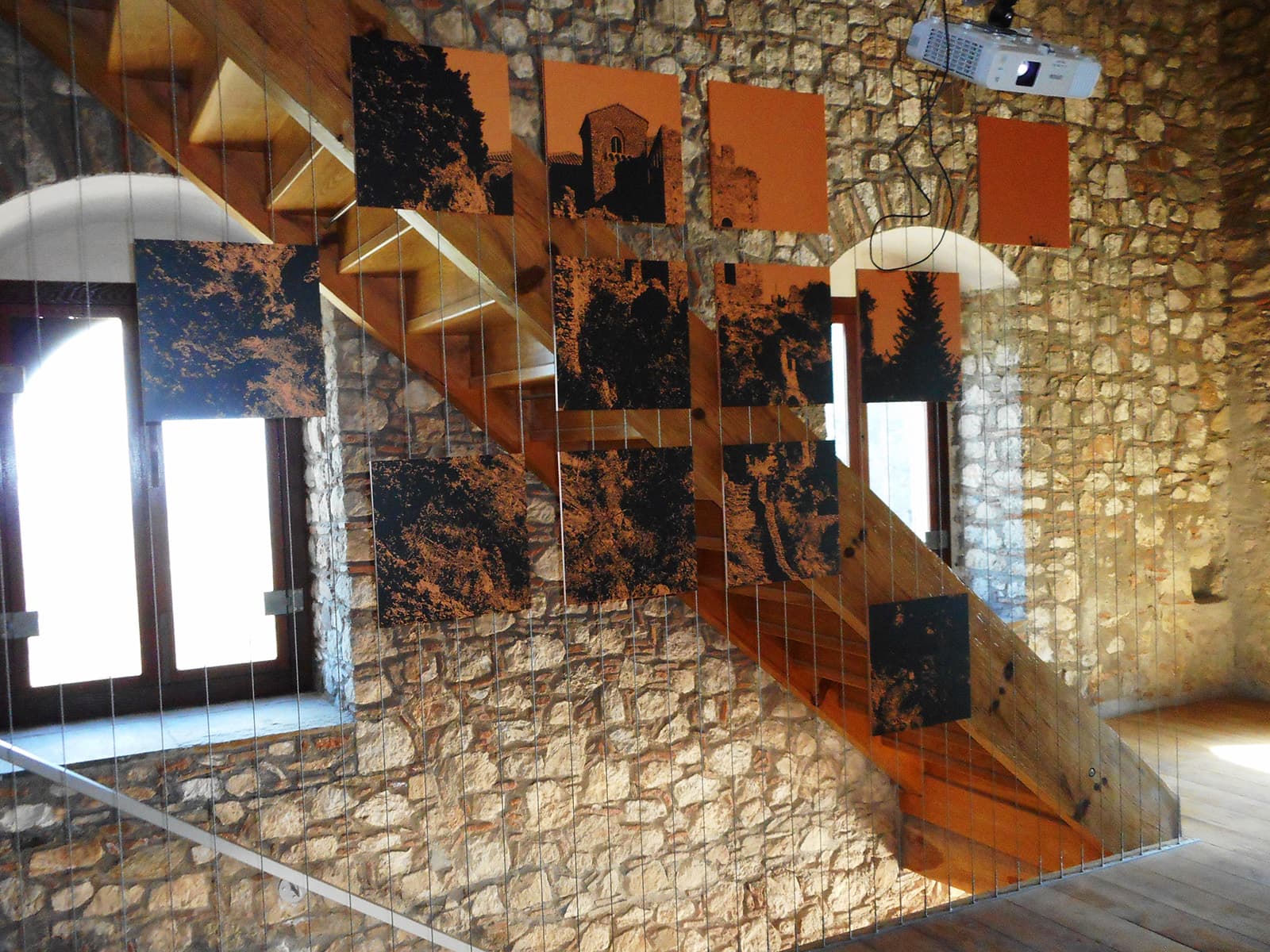 Mystras: Photographs of installation on stairs