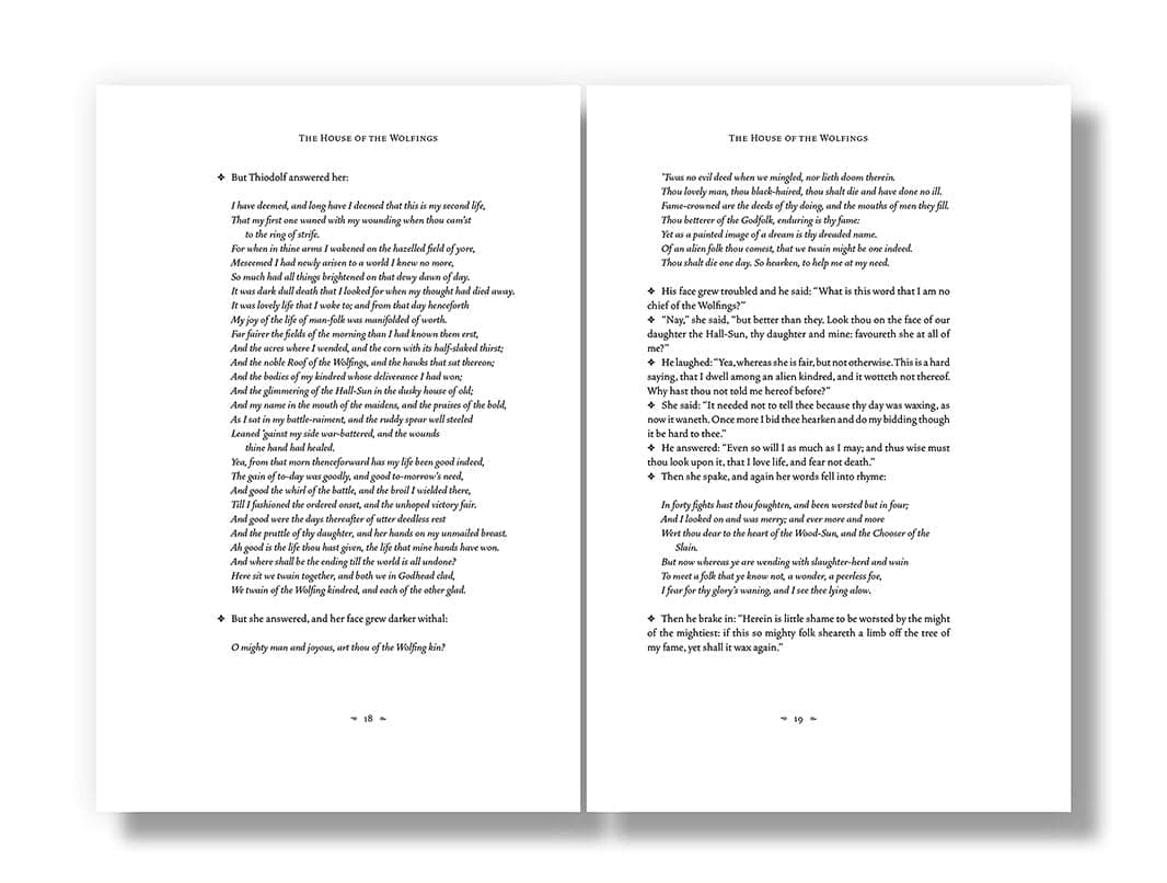 The Prose Romances of William Morris: The House of the Wolfings - interior spread